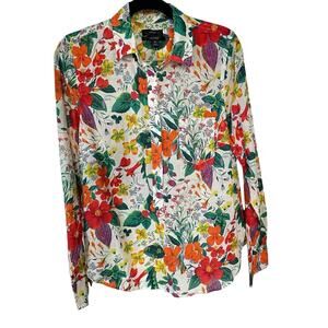 J. Crew Classic Popover Shirt Tropical Floral 8 Bright Berries Flora Cotton